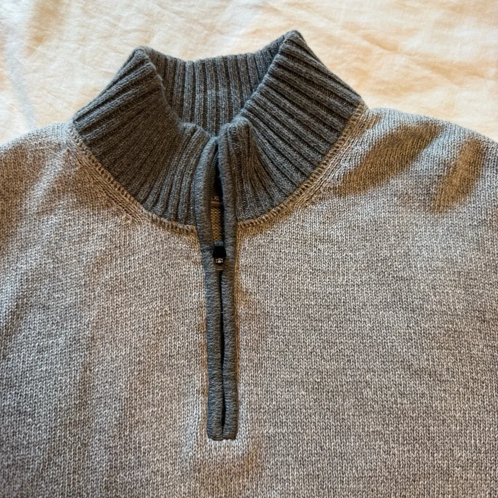Eddie Bauer men’s XL gray 1/4 zip cotton sweater pullover mock neck grandpacore